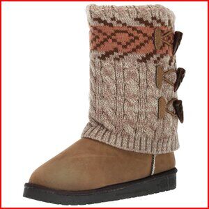 Cozy Knit Mid-Calf Boots with Faux Fur Lining and Durable Sole
